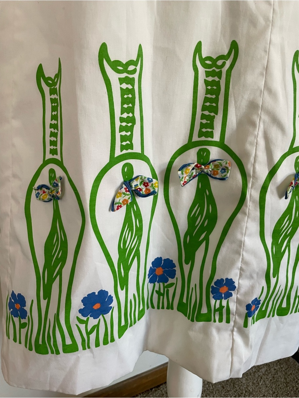 Vtg 60s Vested Gentress Dress Mod Horse Novelty Print Shift Belted Sz 14 Bows - Picture 3 of 13